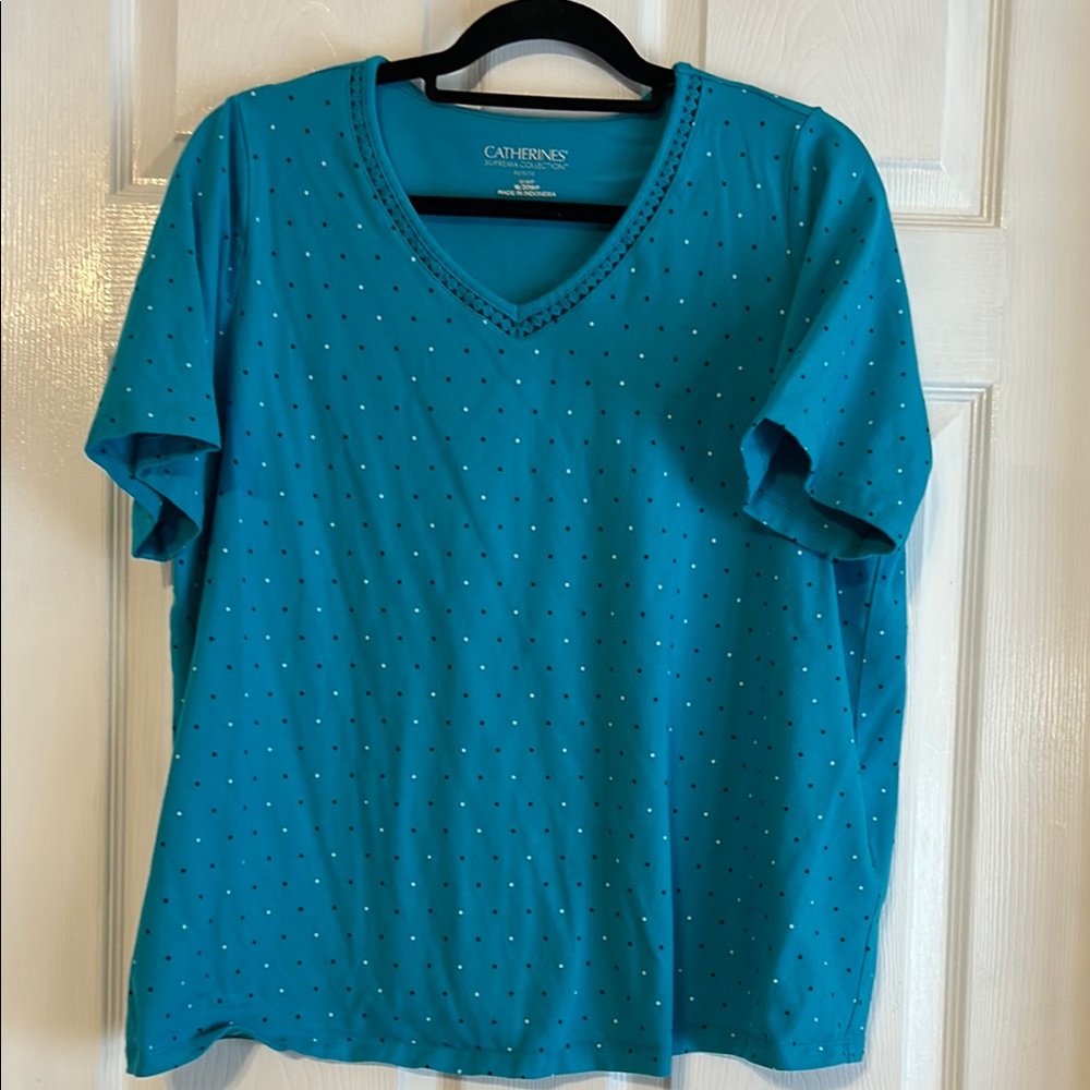 Catherines Blue Relaxed Short Sleeve Tee (PETITE)